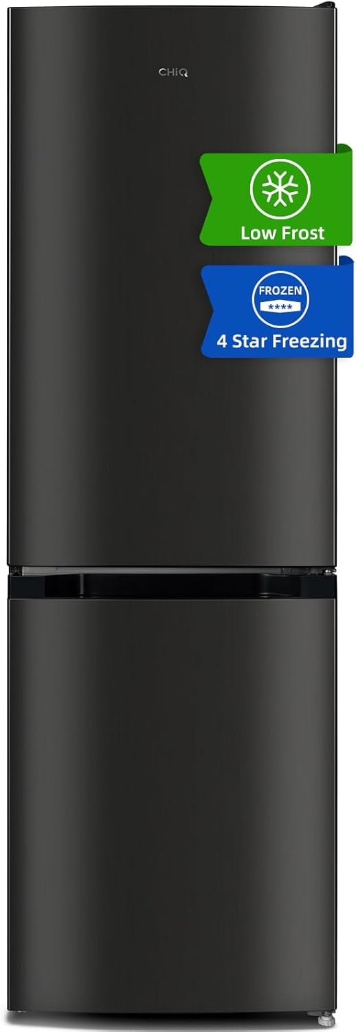 CHiQ FBM157L4EU, Fridge Freezer, 157L, 70/30, 12-Year Compressor Service, Low Frost, E, 39 dB, 48cm Wide 144cm Tall, Black.