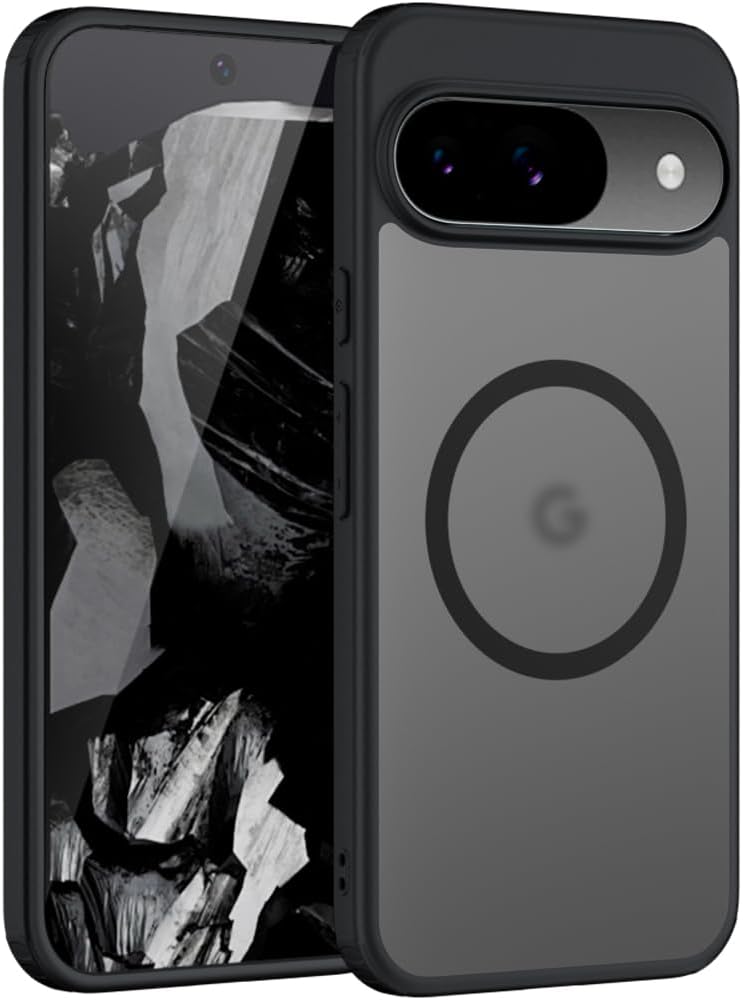 X-level Case for Google Pixel 9 / Pixel 9 Pro, Compatible with MagSafe Accessories, Magnetic Translucent Matte Back Shockproof Phone Cover for Pixel 9 (Pro) 5G - Black