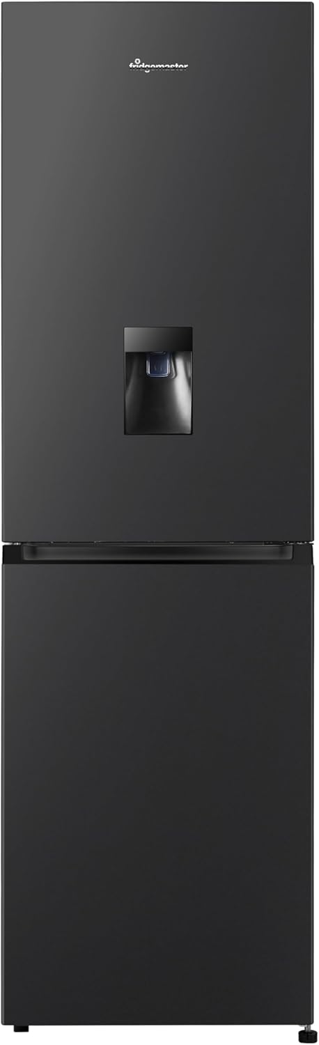 Fridgemaster MC55251DE 55cm Freestanding 256 litre 50/50 Fridge Freezer with Non-plumbed Water Dispenser - Frost Free - LED Lighting- 4 Star Freezer Rating -White - E Rated, H182.4 x W55 x D55.7 (cm).