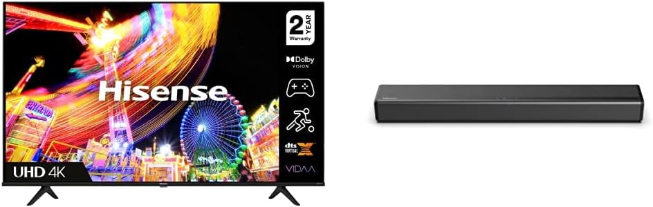 Hisense 43 Inch UHD VIDAA Smart TV 43E6KTUK - Dolby Vision, Pixel Tuning, Voice Remote, Share to Youtube, Freeview Play, Netflix and Disney (2023 New Model), Operating System.