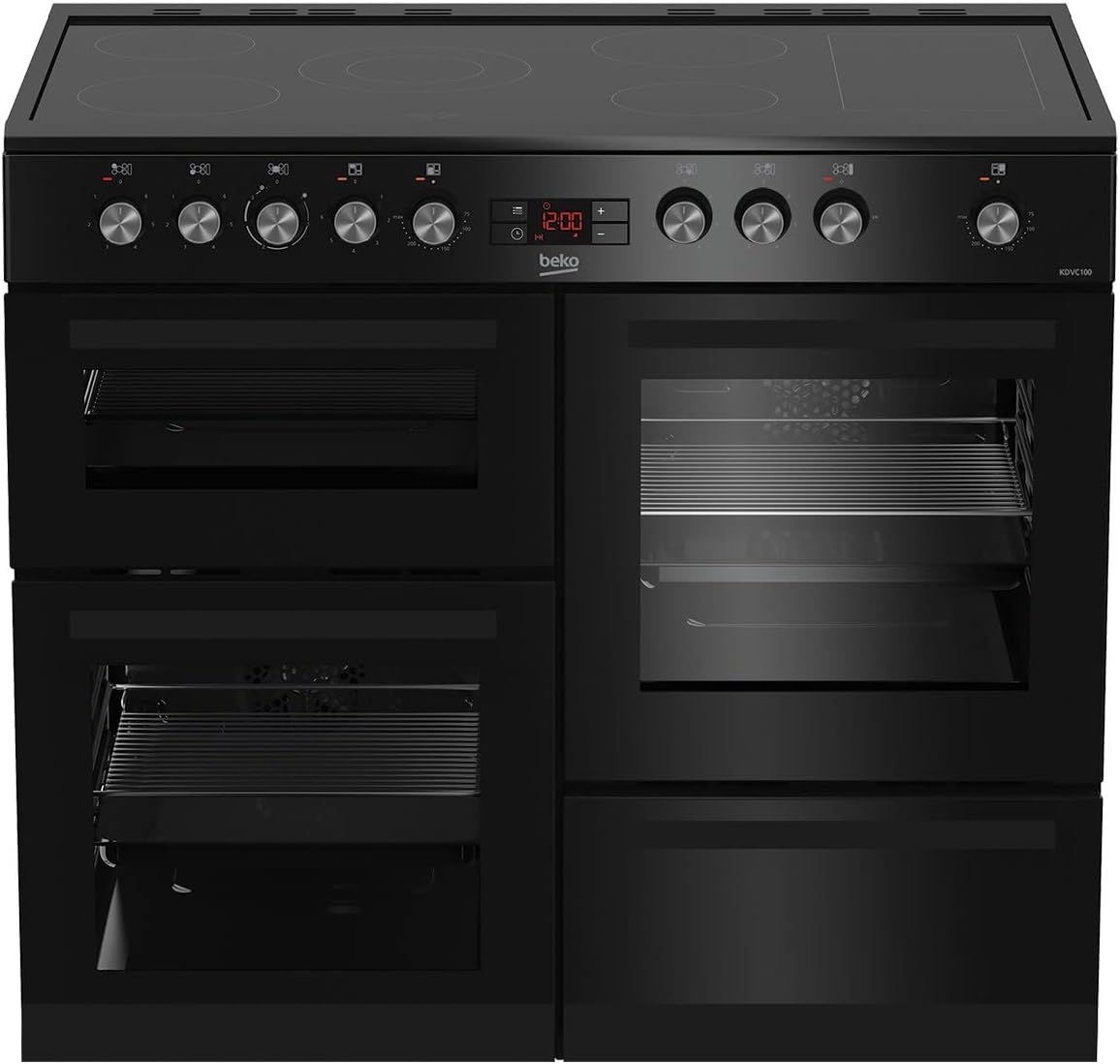 Beko KDVC100K 100cm Electric Range Cooker With 5 Zone Ceramic Hob - Black.