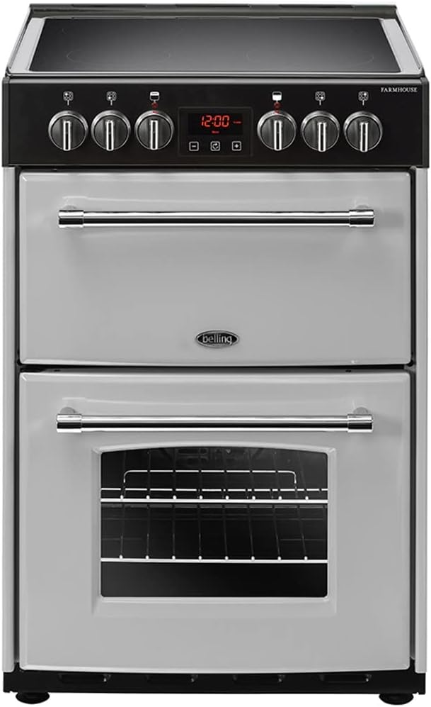 Belling Farmhouse 60E 60cm Double Oven Electric Cooker - Silver.