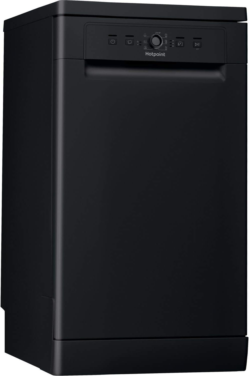 Efficient 10 Place Settings Freestanding Dishwasher in Black by Hotpoint.