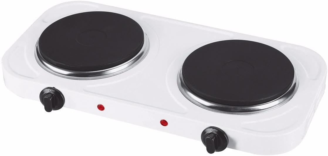 Kabalo Electric Double Hotplate 2000W Portable Kitchen Table Top Cooker Stove Hot Plate White.