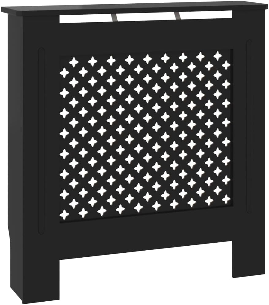 vidaXL Stylish MDF Radiator Cover in Black - Modern Slatted Design with Storage Shelf - Durable Home Decorative Accessory - 78 x 19 x 81.5 cm.