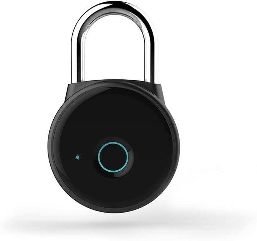 High-tech Lock Black Sensitive Fingerprint Padlock Waterproof and Rustproof Smart Lock for Locker Door and Window Lock.