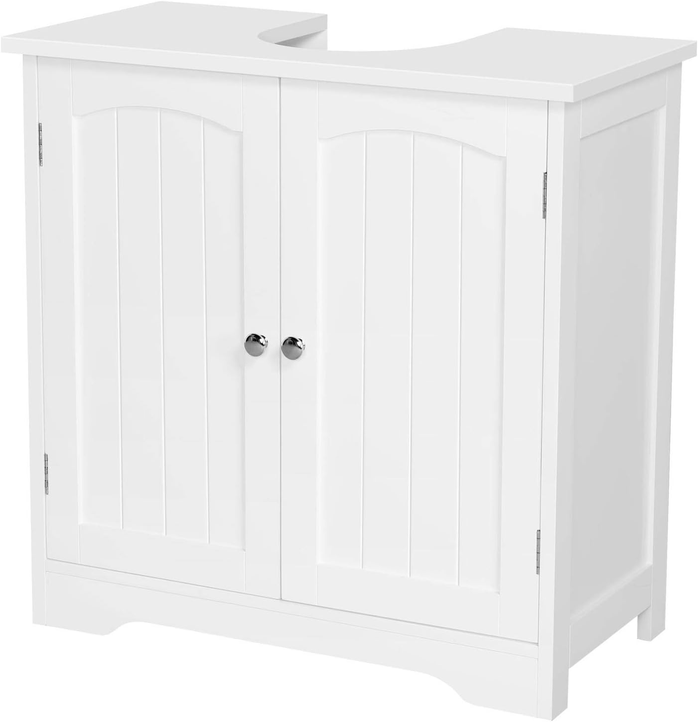 Yaheetech Under Sink Bathroom Storage Cabinet Freestanding Floor Basin Cupboard Unit Storage Organiser 60 x 30 x 60 cm, White.