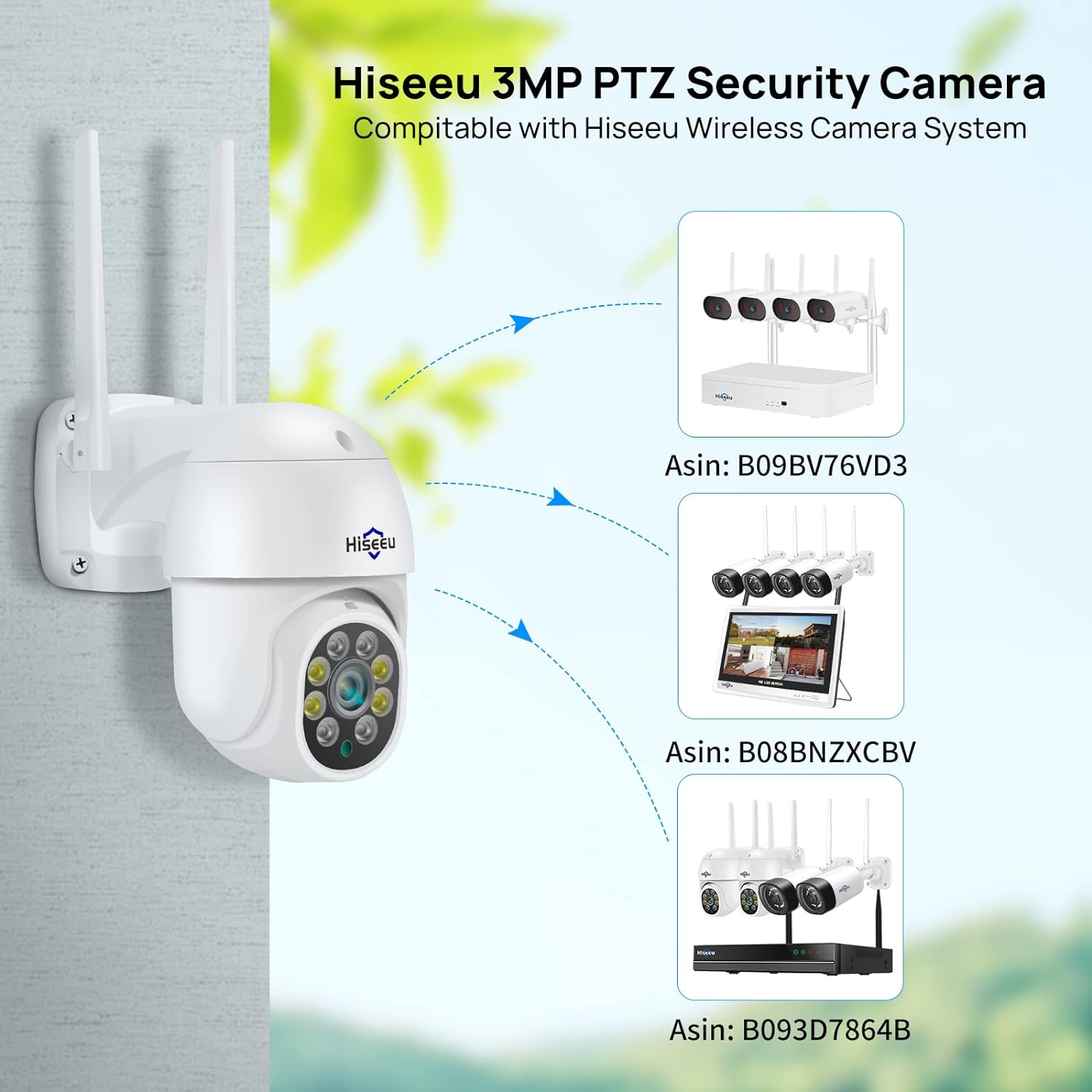 【5MP+Auto Tracking】Security Camera Outdoor with Color Night Vision,Hiseeu 5MP PTZ Digital Zoom Wifi Security Camera 360° View CCTV Camera with 2 - Way Audio,Auto Cruise,IP66 Waterproof,Work with Alexa - Amazing Gadgets Outlet