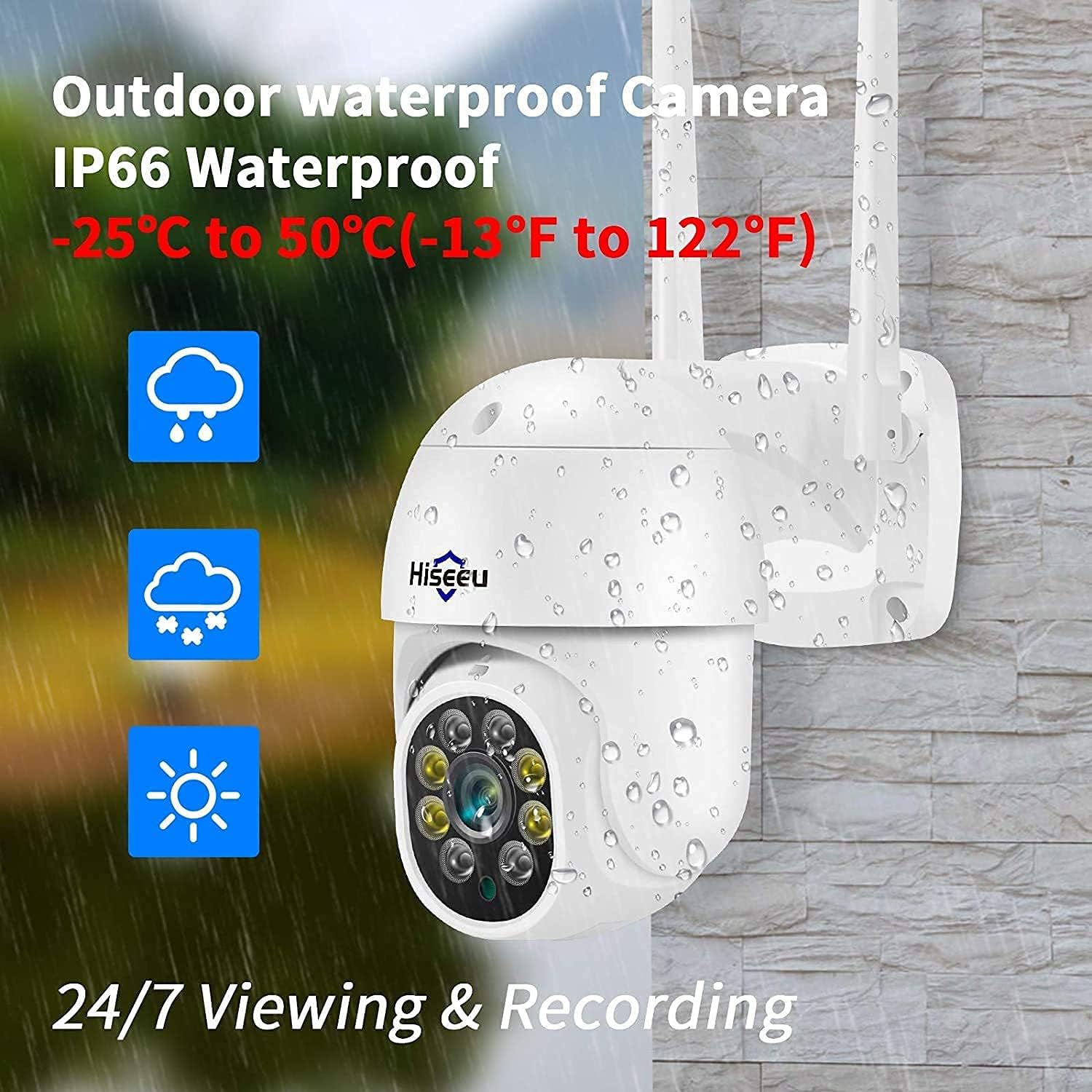 【5MP+Auto Tracking】Security Camera Outdoor with Color Night Vision,Hiseeu 5MP PTZ Digital Zoom Wifi Security Camera 360° View CCTV Camera with 2 - Way Audio,Auto Cruise,IP66 Waterproof,Work with Alexa - Amazing Gadgets Outlet