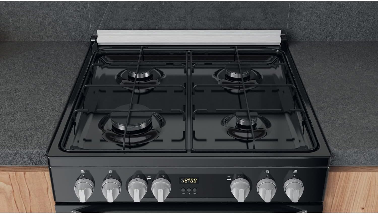 60cm Double Oven Dual Fuel Cooker with Assisted Cleaning - Black - Amazing Gadgets Outlet