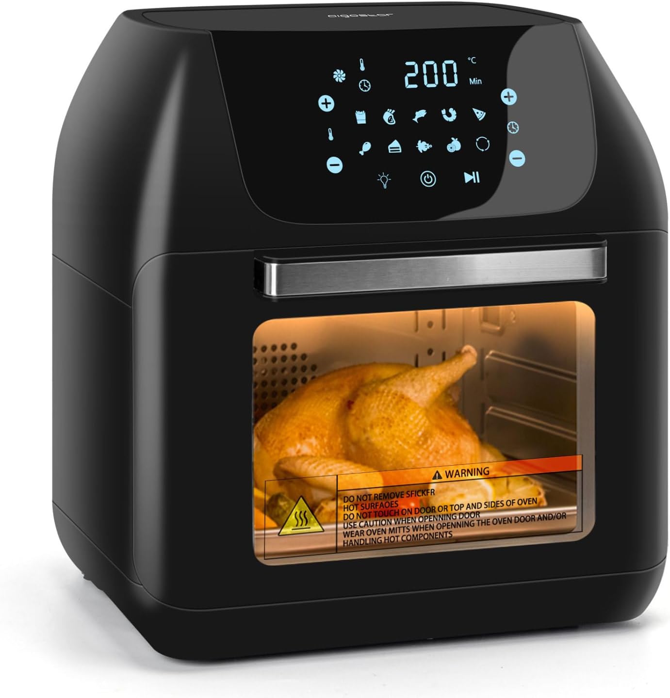 Aigostar 12L Air Fryer Oven Multifunctional with Rotisserie, Digital Air Cooker with 9 Cooking Presets, Adjustable Temperature and Timer, Oil Free Low Fat Cooking, 1500W - Owen 30YVN.