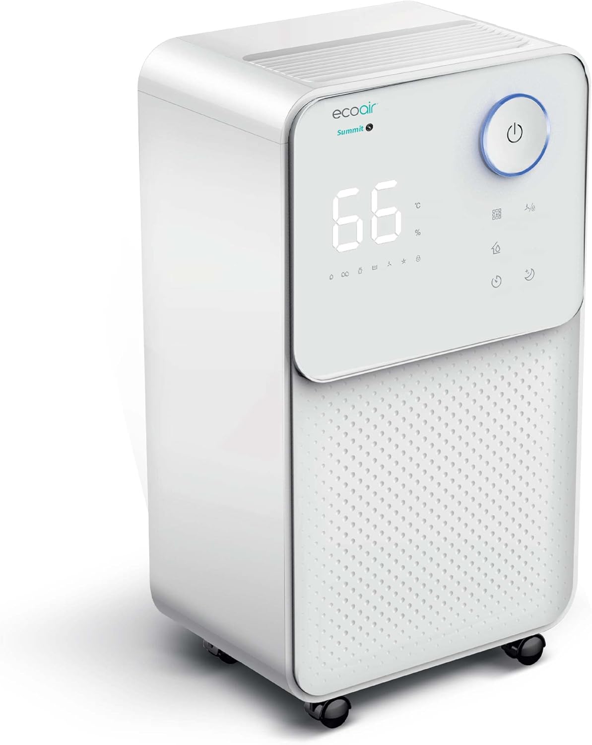 EcoAir Low Energy Dehumidifier 12L/Day – 3 in 1 Filter inc Carbon Filter – Laundry Mode, Timer, Child Lock Large Humidity Display, Quiet 36 dBA with Sleep Mode - SUMMIT S.