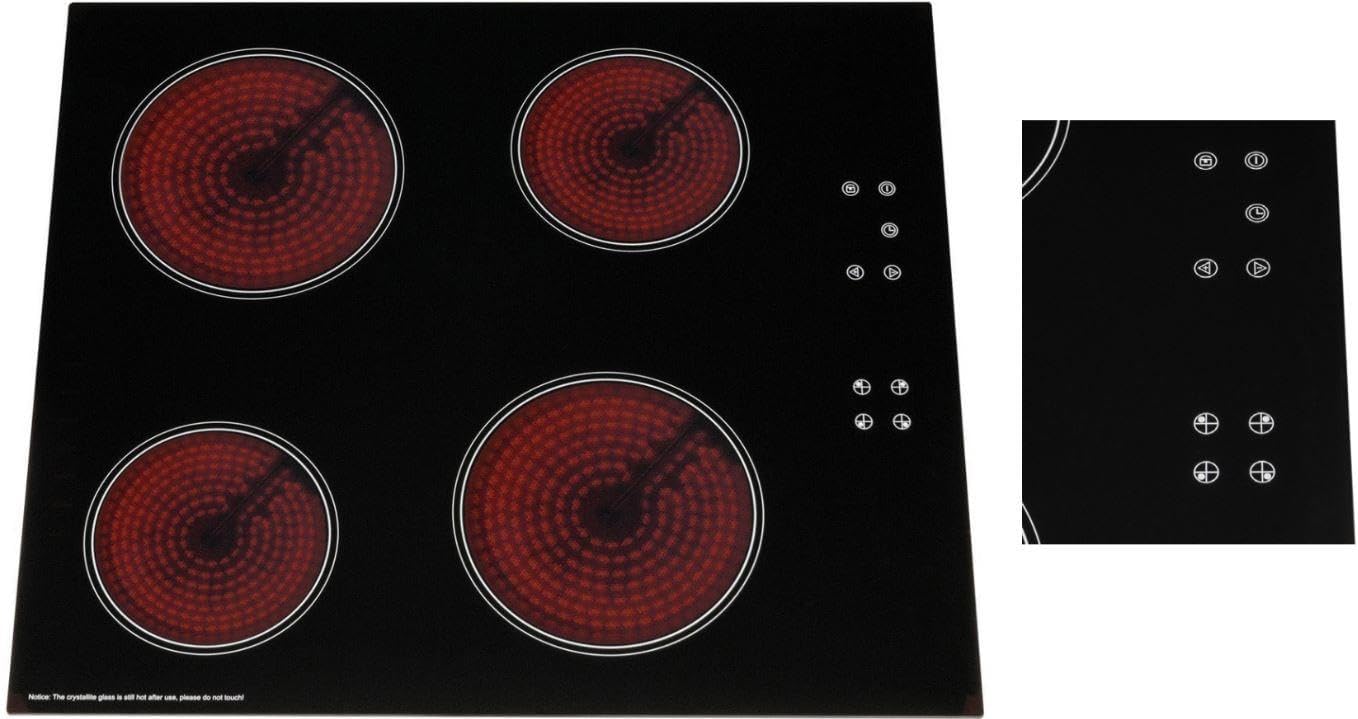 60cm Electric Ceramic Hob with 9 Power Levels, 2 Years Warranty & Child Lock, 4 Zone - CERH615BL.