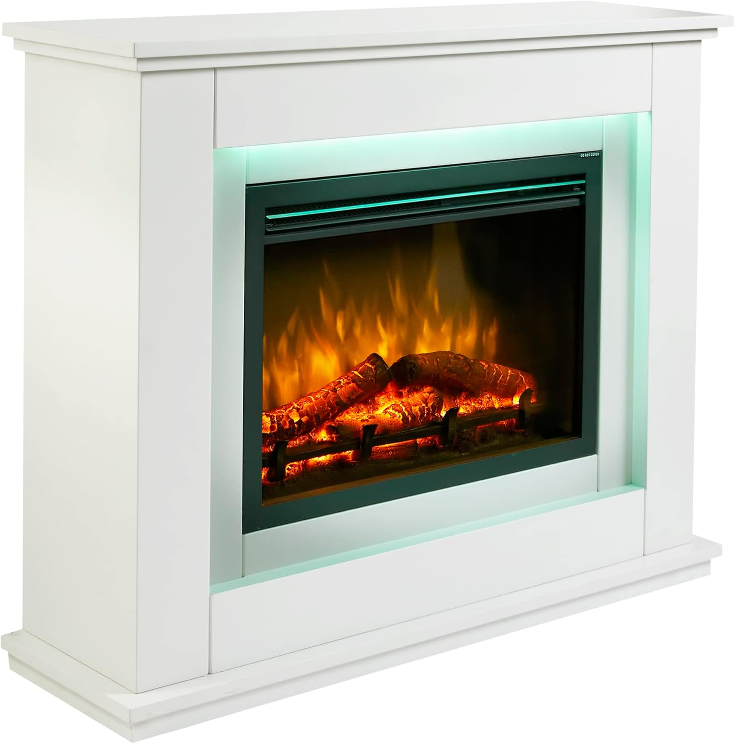 Endeavour Fires Castleton Electric Fireplace Suite 39" and Realistic Flame Effect Fire with 7day Programmable Remote Control In an Off White Surround.