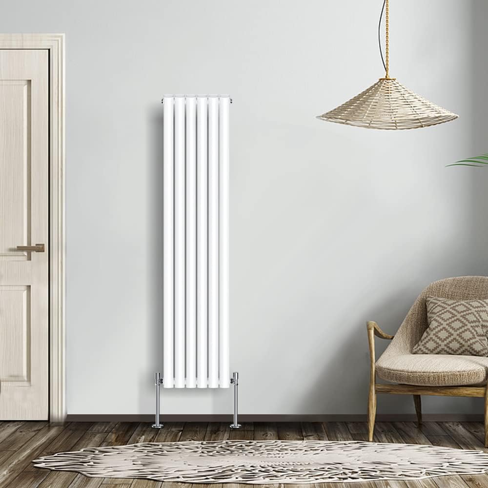 NRG Modern Radiator Black 600x590mm Single Oval Panel Heater Interior Designer Horizontal Bathroom Radiators.