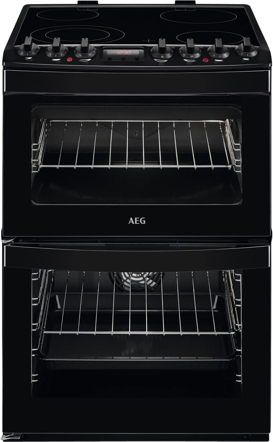 AEG 60cm Double Oven Electric Cooker - Black.