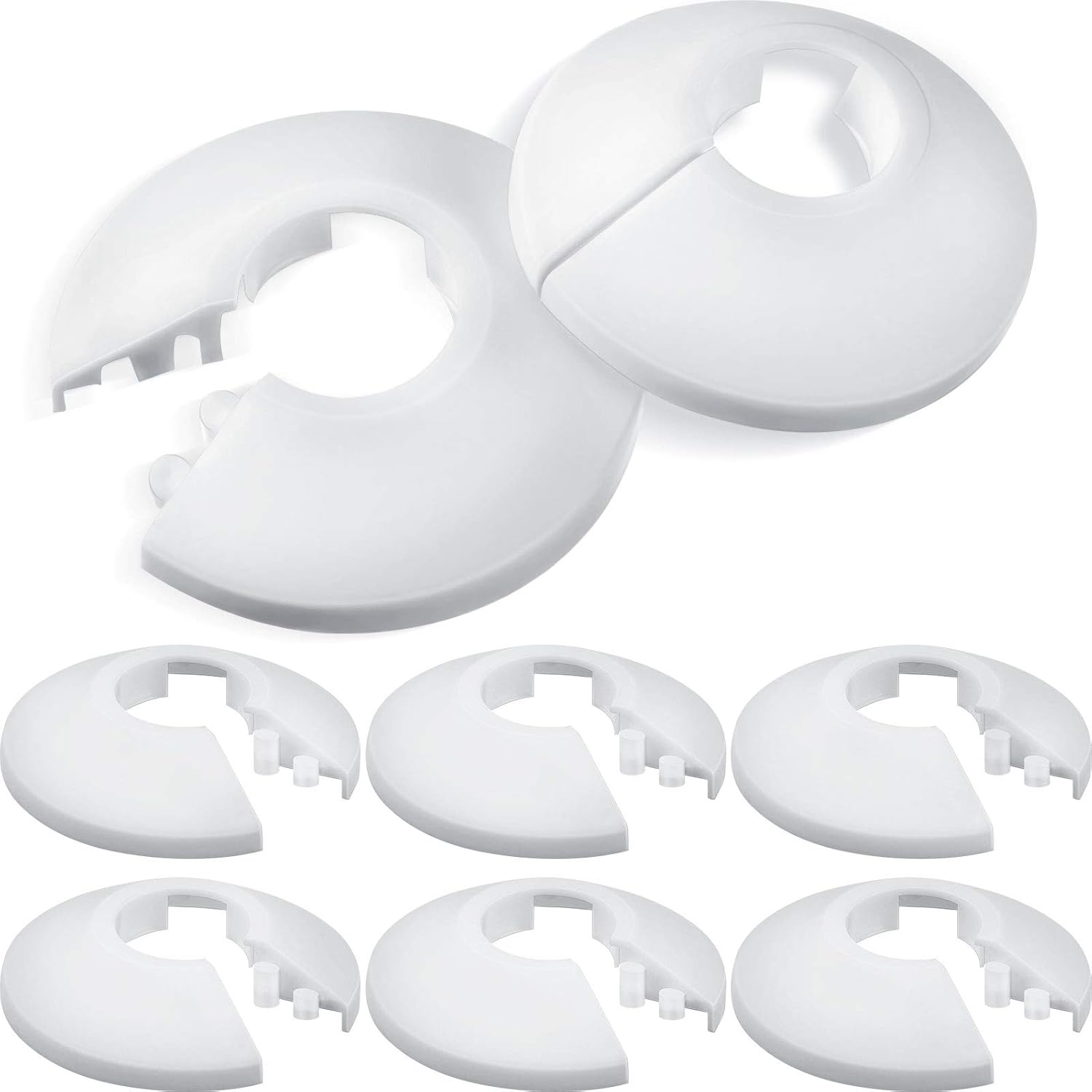 8 Pieces Radiator Pipe White Cover White Plastic Pipe Collars Pipe Decoration Cover for 16 mm Diameter Pipe.