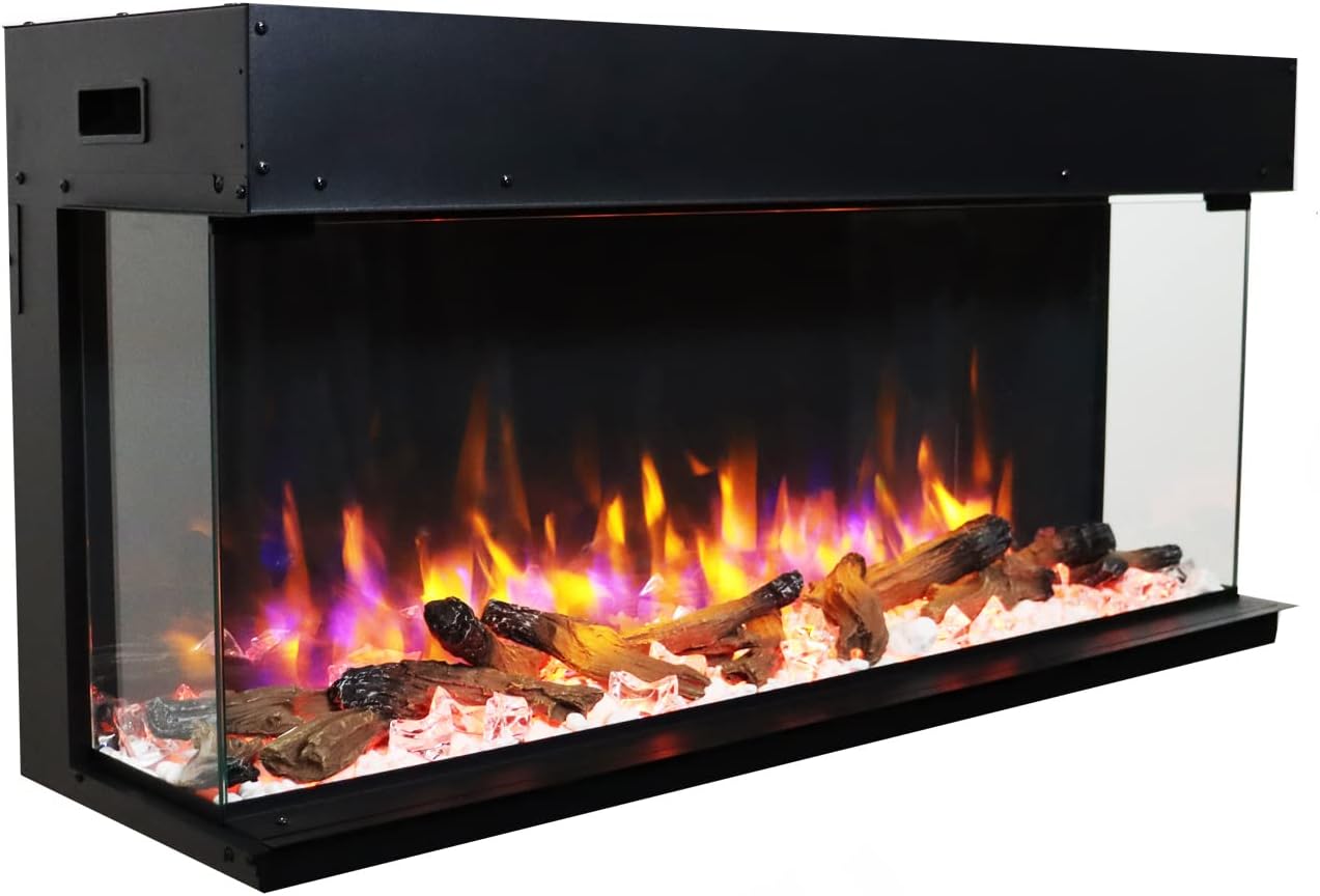 Endeavour Fires 48''/1230mm Rosedale 3D Media Wall Inset Electric Fireplace with Multi Flame Colours Log & Crystal Set, 7day Programmable Remote Control 1&2kW.