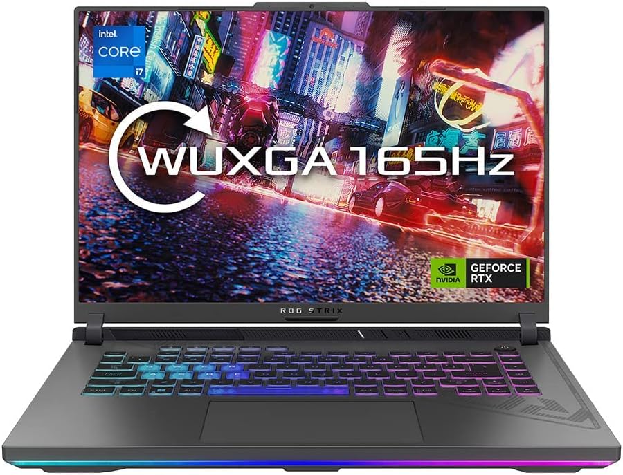 ASUS Laptop ROG Strix G16 G614JV 16.0” WUXGA 165Hz Gaming Laptop (Intel i7-13650H, NVIDIA GeForce RTX 4060, 16GB RAM, 1TB SSD, Windows 11, 90Whrs Battery).