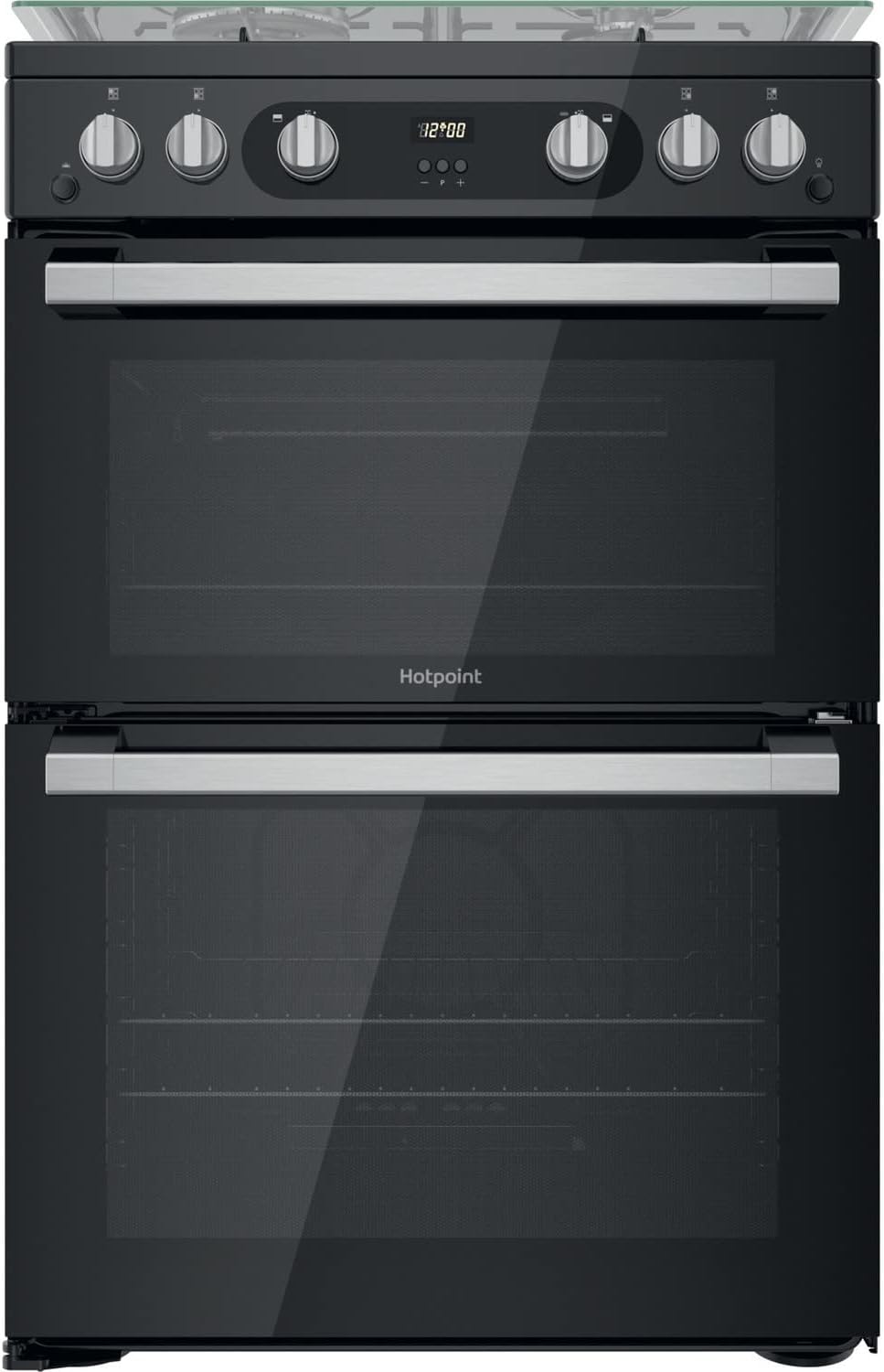 Hotpoint 60cm Double Oven Gas Cooker - Black.