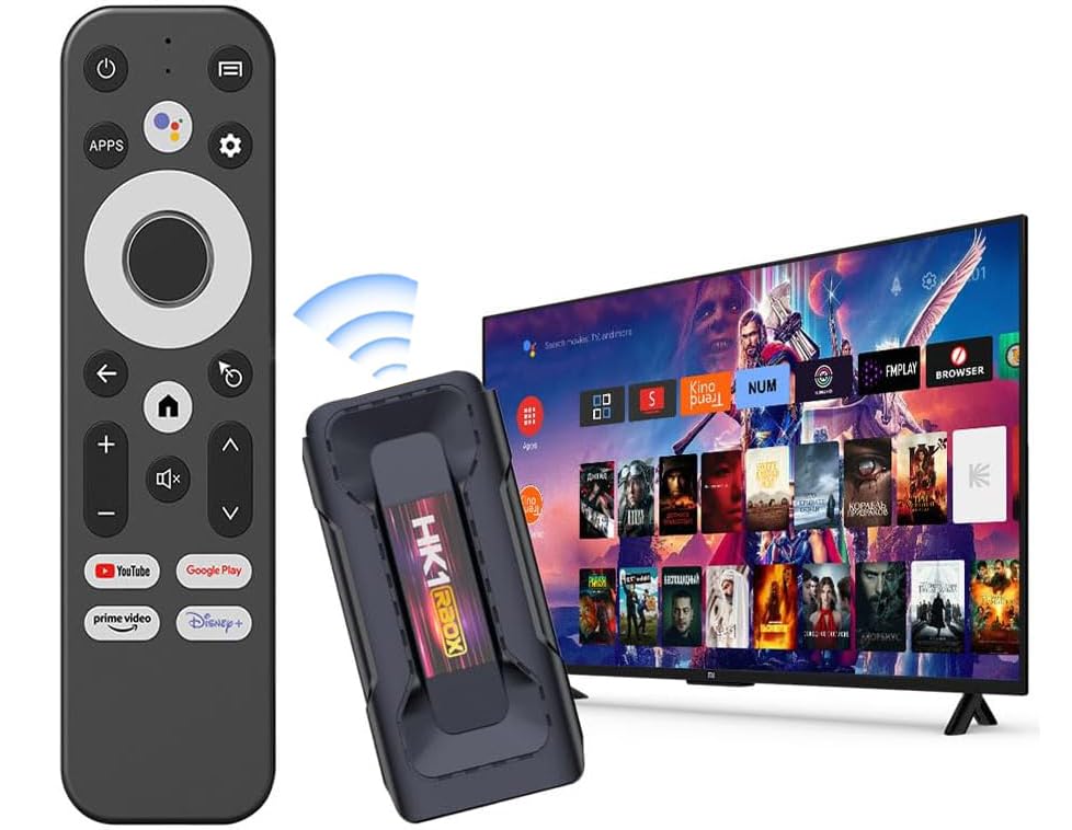 4K Google TV Stick Android 13, Netflix Certified, HDR 10+, Dolby Audio, Voice Remote, Google Assistant, Prime Video, Hulu, Skype, Google Play Store, YouTube.