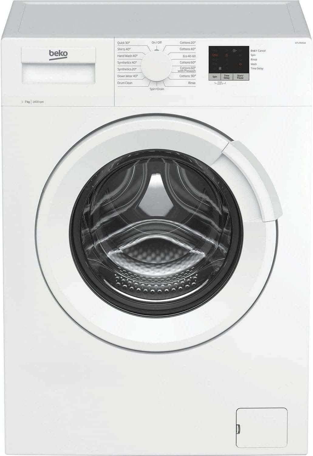 Beko WTL74051W Washing Machine | 7 kg Capacity 1400 rpm Spin Speed | D Rated Energy Class| White Colour, 28 Minute Quick Wash Technology | RecycledTub.