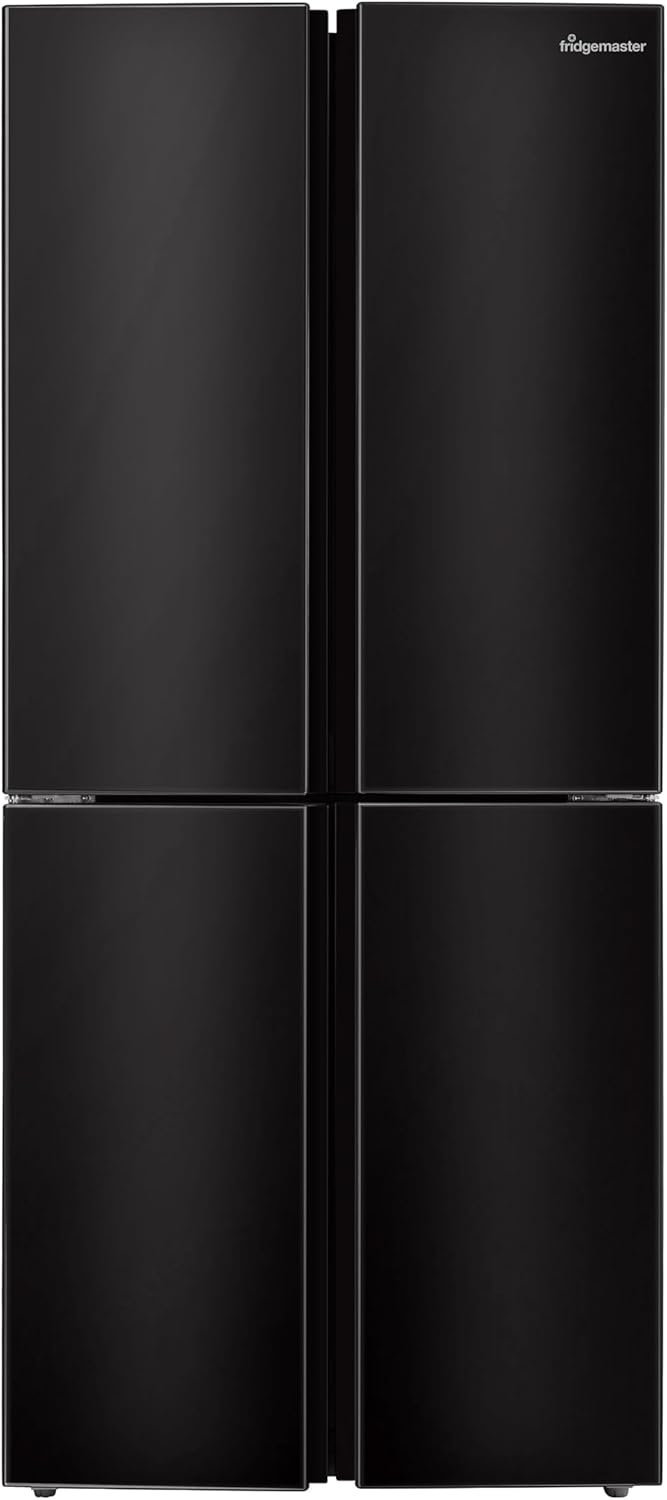 Fridgemaster MQ79394EB Freestanding American 4 Door Fridge Freezer 427L, Total No Frost, Inverter compressor, Black, 64.3D x 79.4W x 181.6H cm, E Rated.