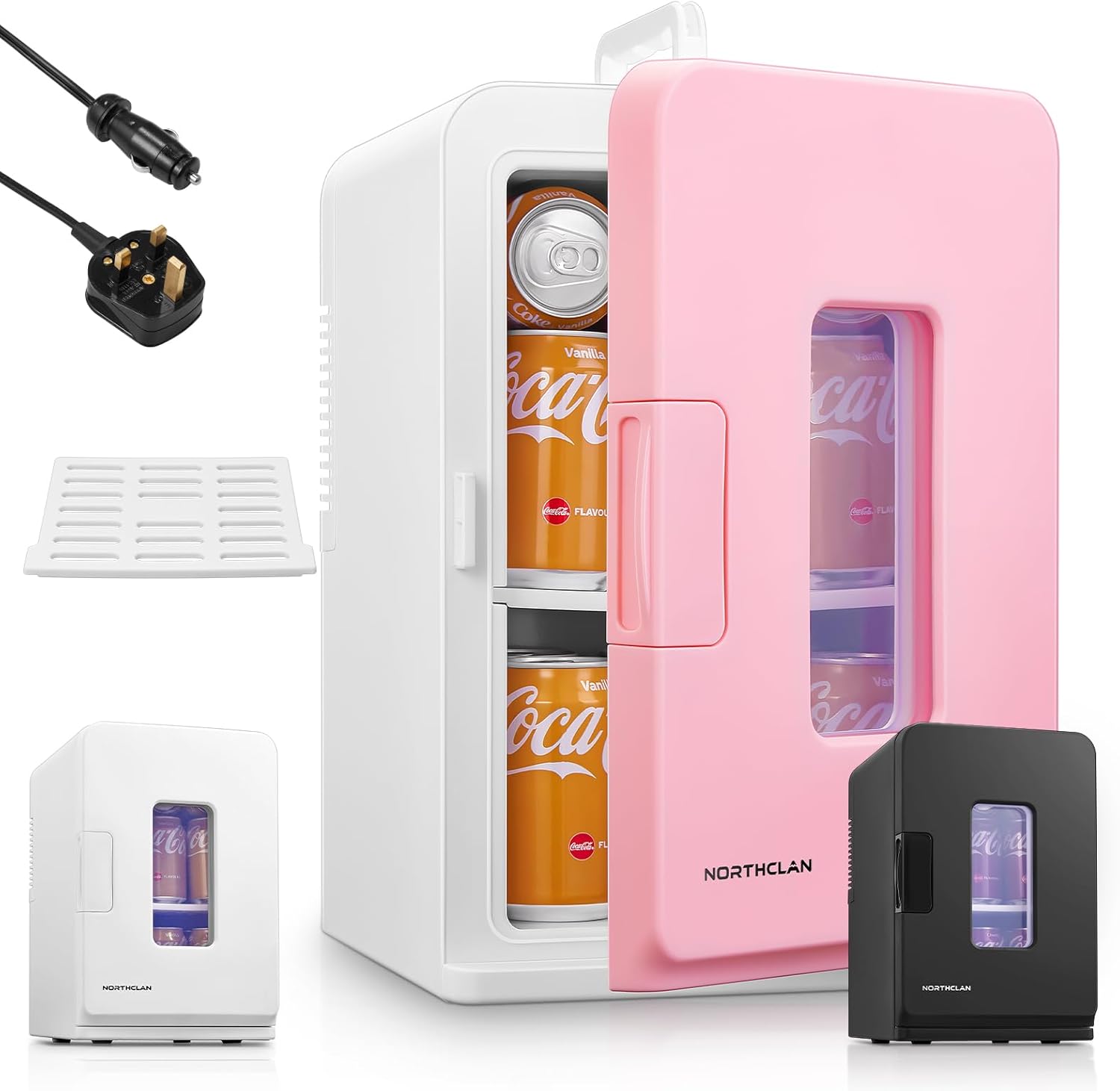 NORTHCLAN Mini Fridge, 15L/21 Cans Portable Cooler and Warmer, Skincare Fridge, Small Fridge for Bedrooms, Food, Drinks, Cosmetics, Max & ECO Mode, AC+DC Power, Pink.