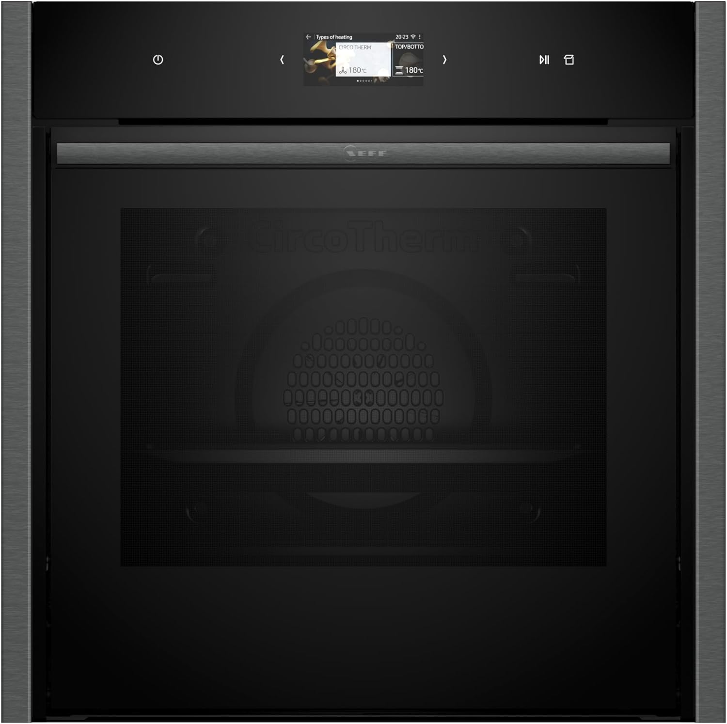 NEFF N90 B64VS71G0B Slie and Hide Single Oven with CircoTherm, Steam Boost, 4.1" Full Touch Display, Pyrolytic Self Cleaning, Soft Open and Close, Integrated, 60 x 60cm.