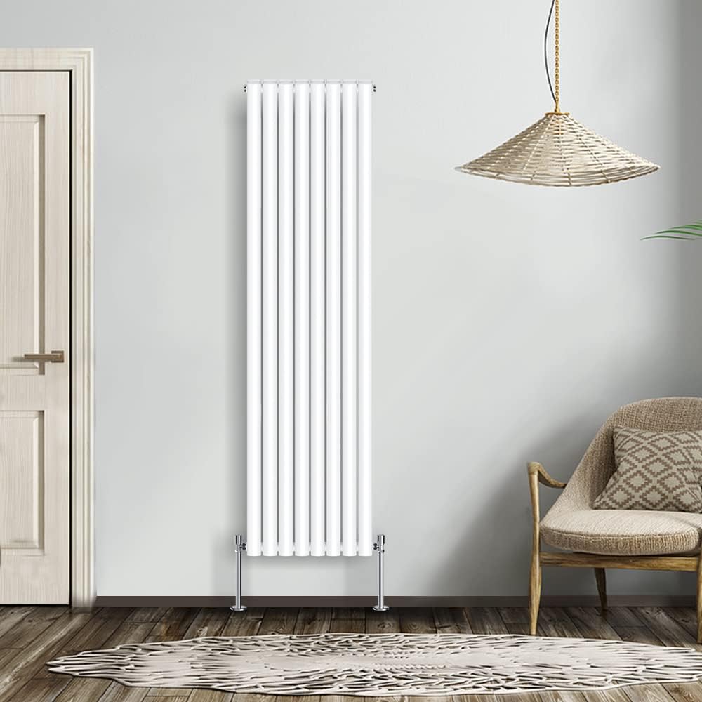 NRG Modern Radiator Black 600x590mm Single Oval Panel Heater Interior Designer Horizontal Bathroom Radiators.