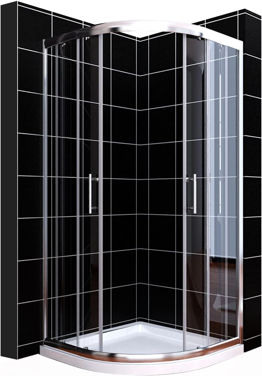 ELEGANT 800 x 800mm Offset Quadrant Shower Enclosure 6mm Tempered Sliding Glass Cubicle Door.