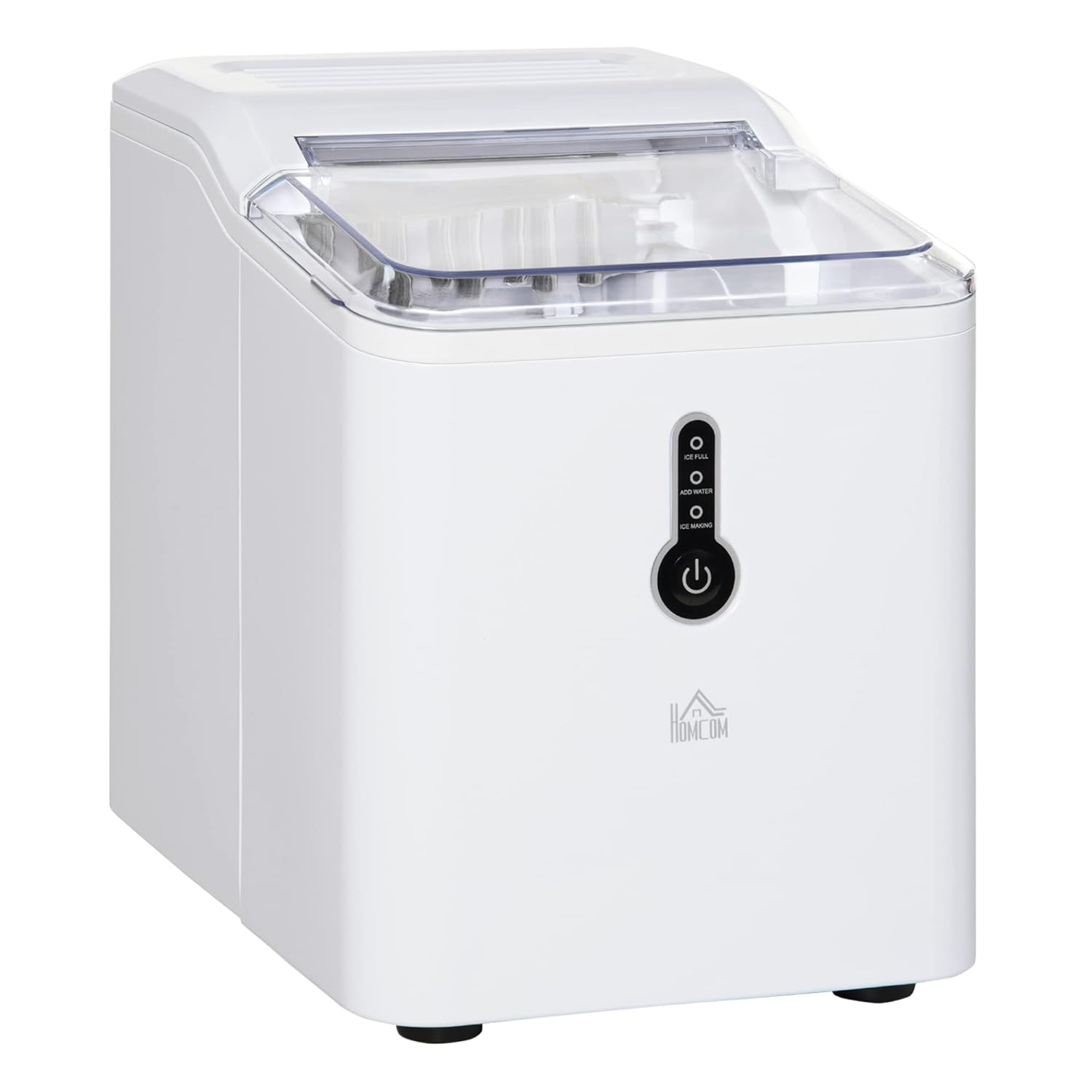 HOMCOM Ice Maker Machine, 1.5L Countertop Ice Cube Maker with Self-Cleaning, 9 Cubes Ready in 8 Mins, 12kg in 24 Hrs, No Plumbing with Basket, White.