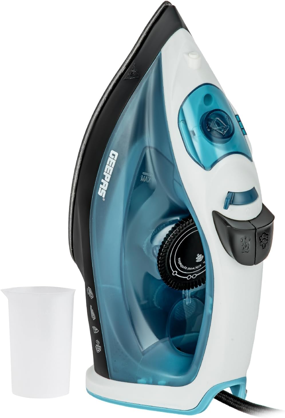 Geepas 1800W Steam Iron – Dry & Wet Steam Iron, Variable Temperature Control, Non-Stick Soleplate, 120ml Tank – Dry/Spray/Steam/burst of Steam/Vertical Steam - 2 Years Warranty.