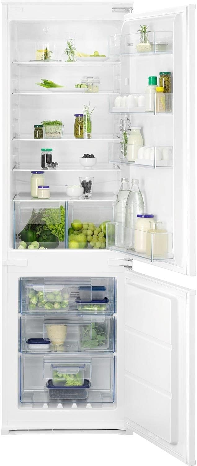 Zanussi Series 40 Fridge Freezer Built-In ZNFN18ES3, LowFrost 196/73 Litres Capacity, Fast Freeze Function With Auto Switch-Off, Reversible Door Hinge, White.