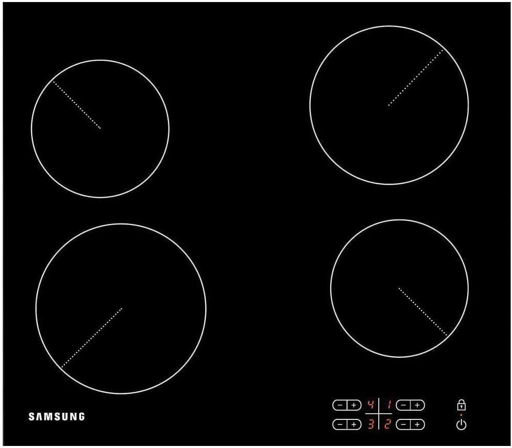 Samsung Ceramic Hob with 4 Cooking Zones, With Touch Control, Colour: Black, Material: Glass, C61R2AEE.