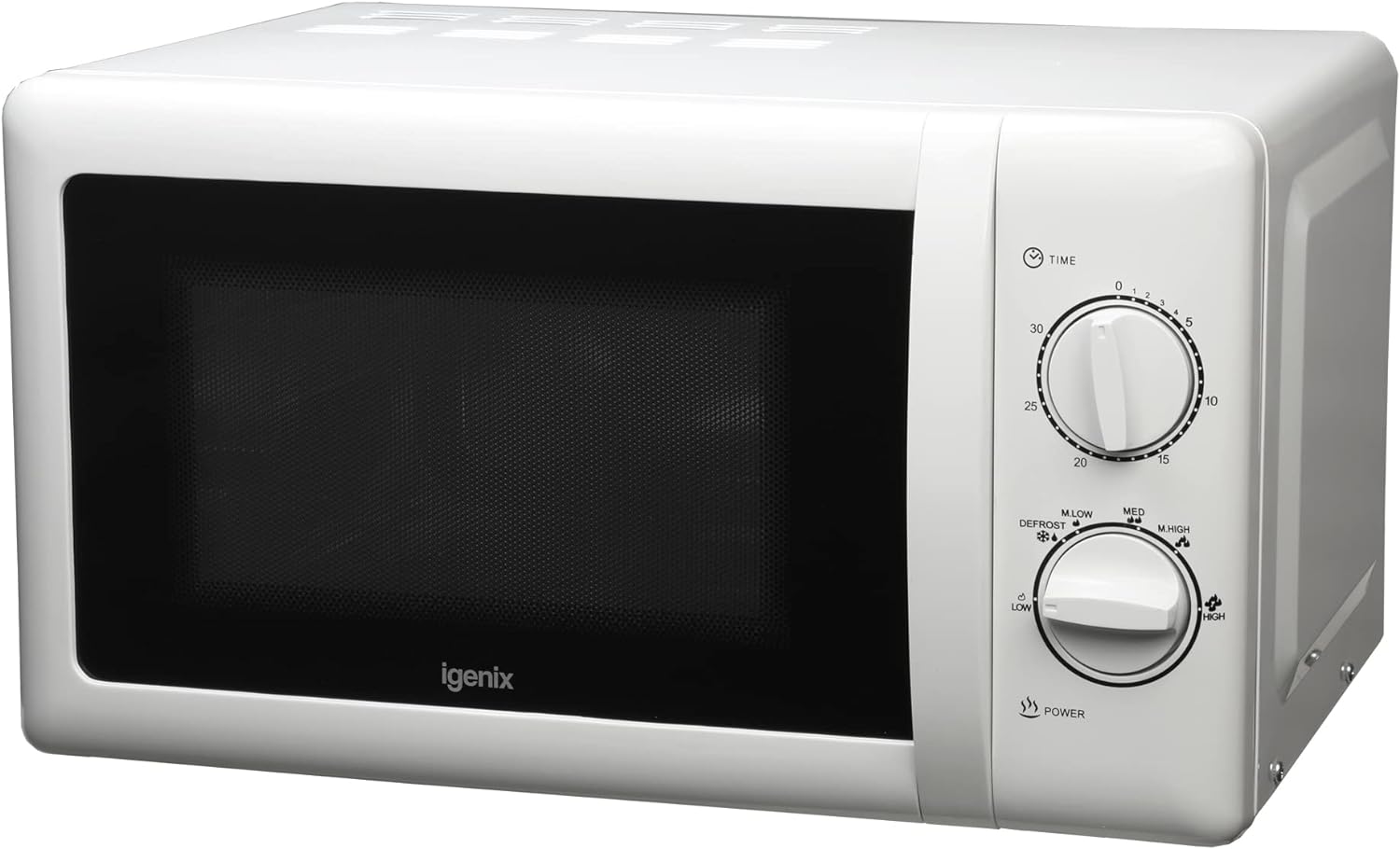 Igenix IG2083 Solo Manual Microwave with No Rust Interior for Easy Cleaning, 20 Litre with 5 Power Levels, 800 W, White.