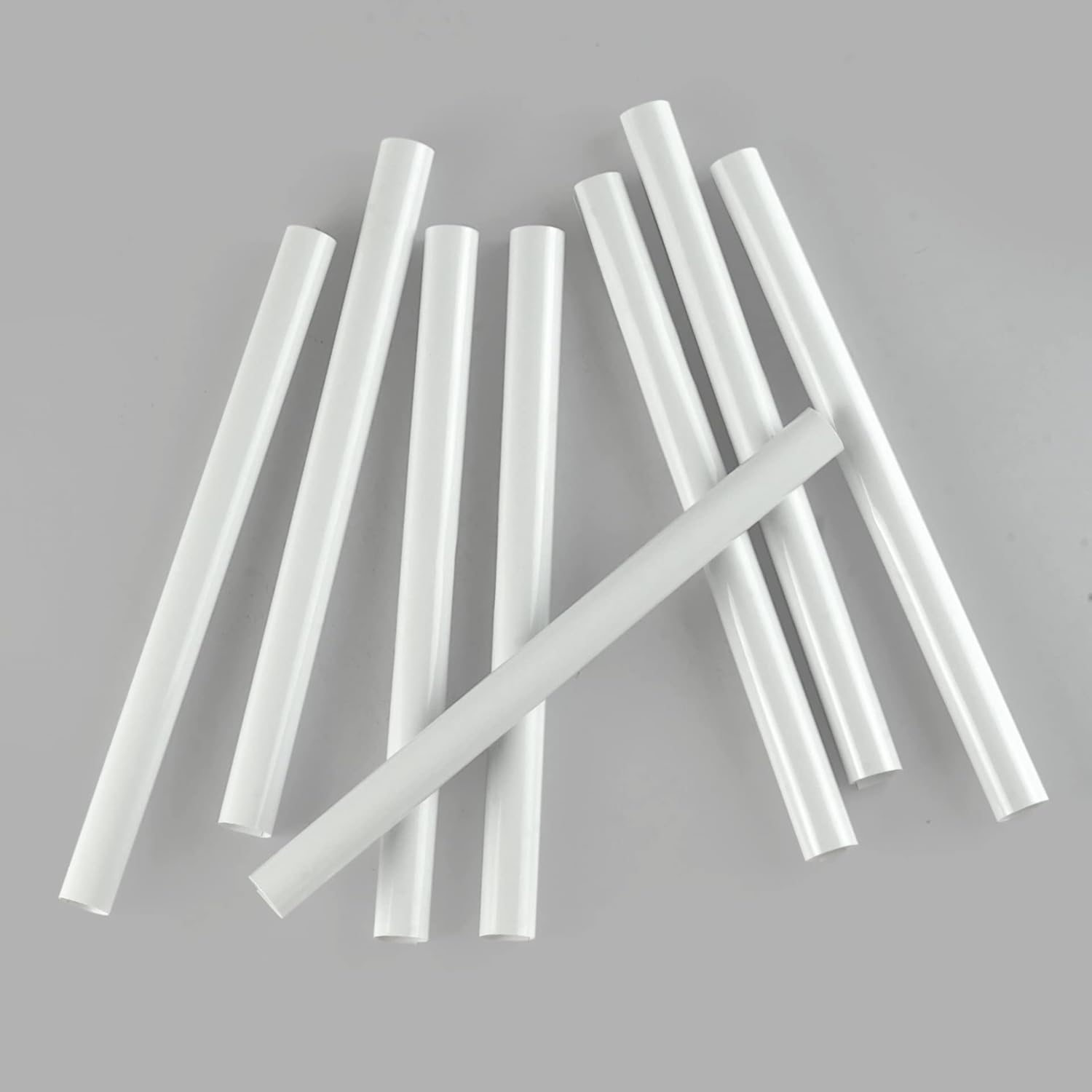 Radiator Pipe Covers White, Pipe Insulation 15mm; 19.5cm Long Snap On PVC Plastic Cover; Pack of 8 Customizable Radiator Pipe Collars or Radiator Sleeves.