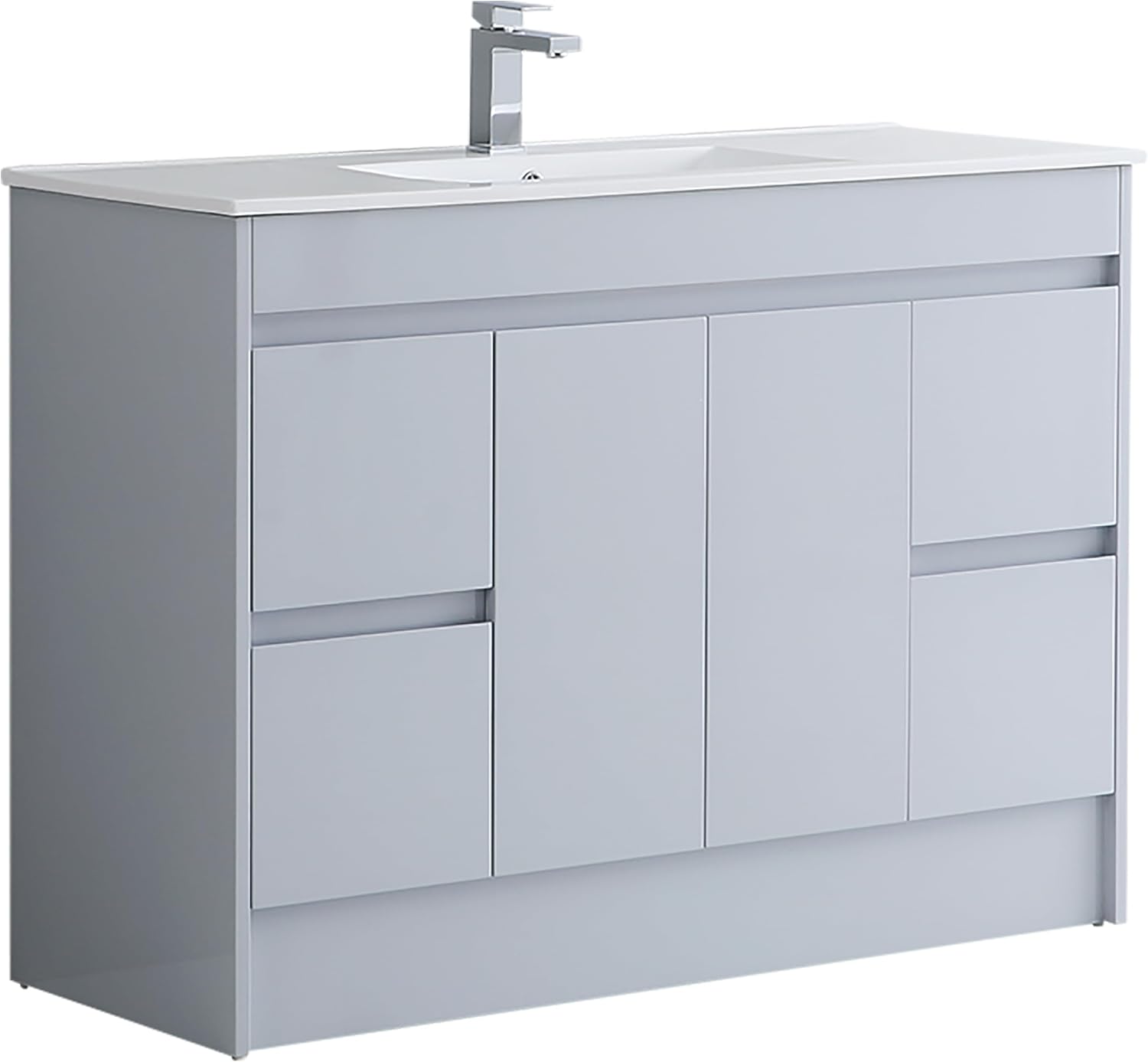 Robanmoa 1200mm Bathroom Vanity Unit with Basin Sink, Large Freestanding Bathroom Storage Cabinets Waterproof Cupboard Furniture Ceramic Sink 4-Drawer Floorstanding Cabinet Vanity Units.