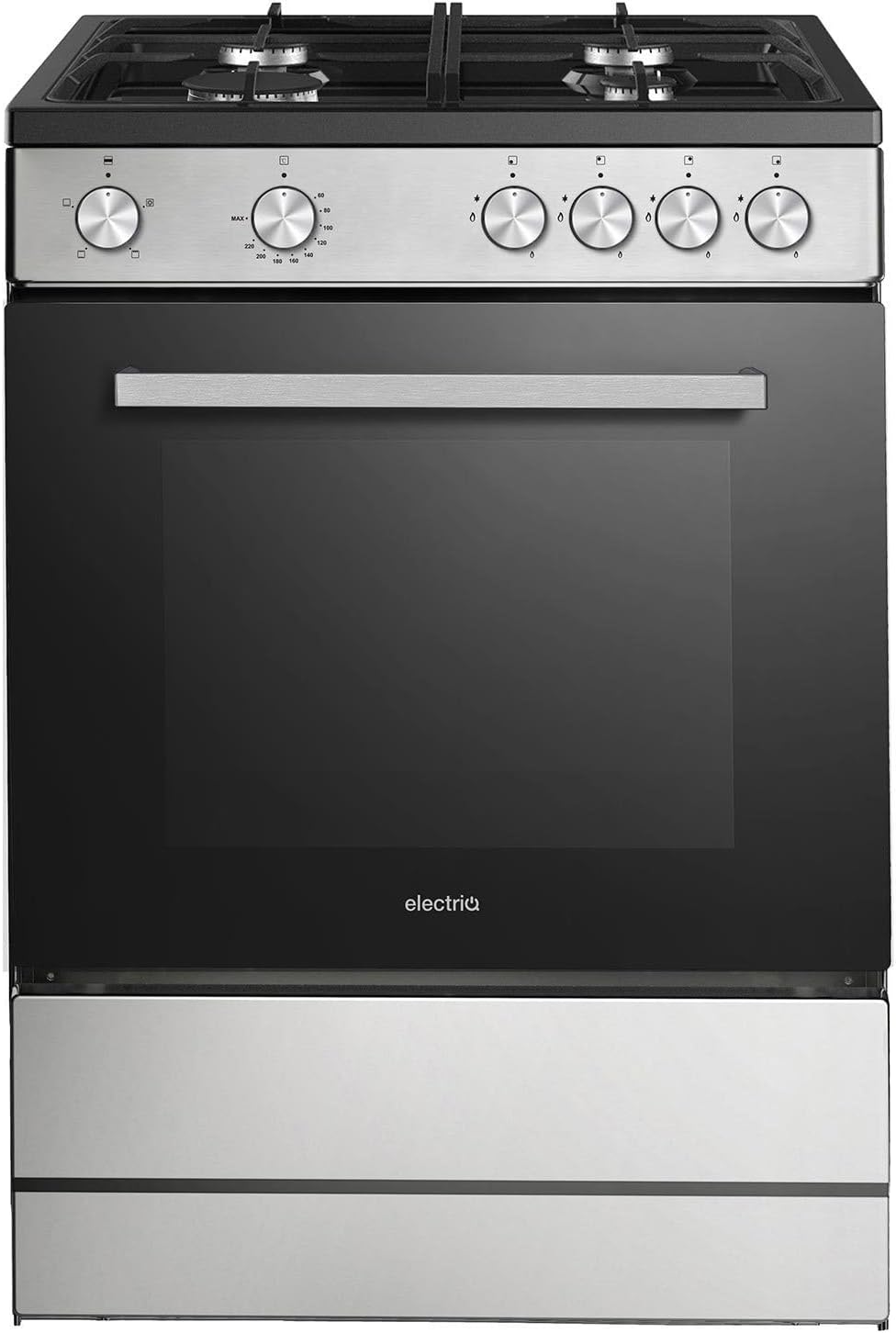 electriQ 60cm Dual Fuel Single Cavity Cooker - Stainless Steel.