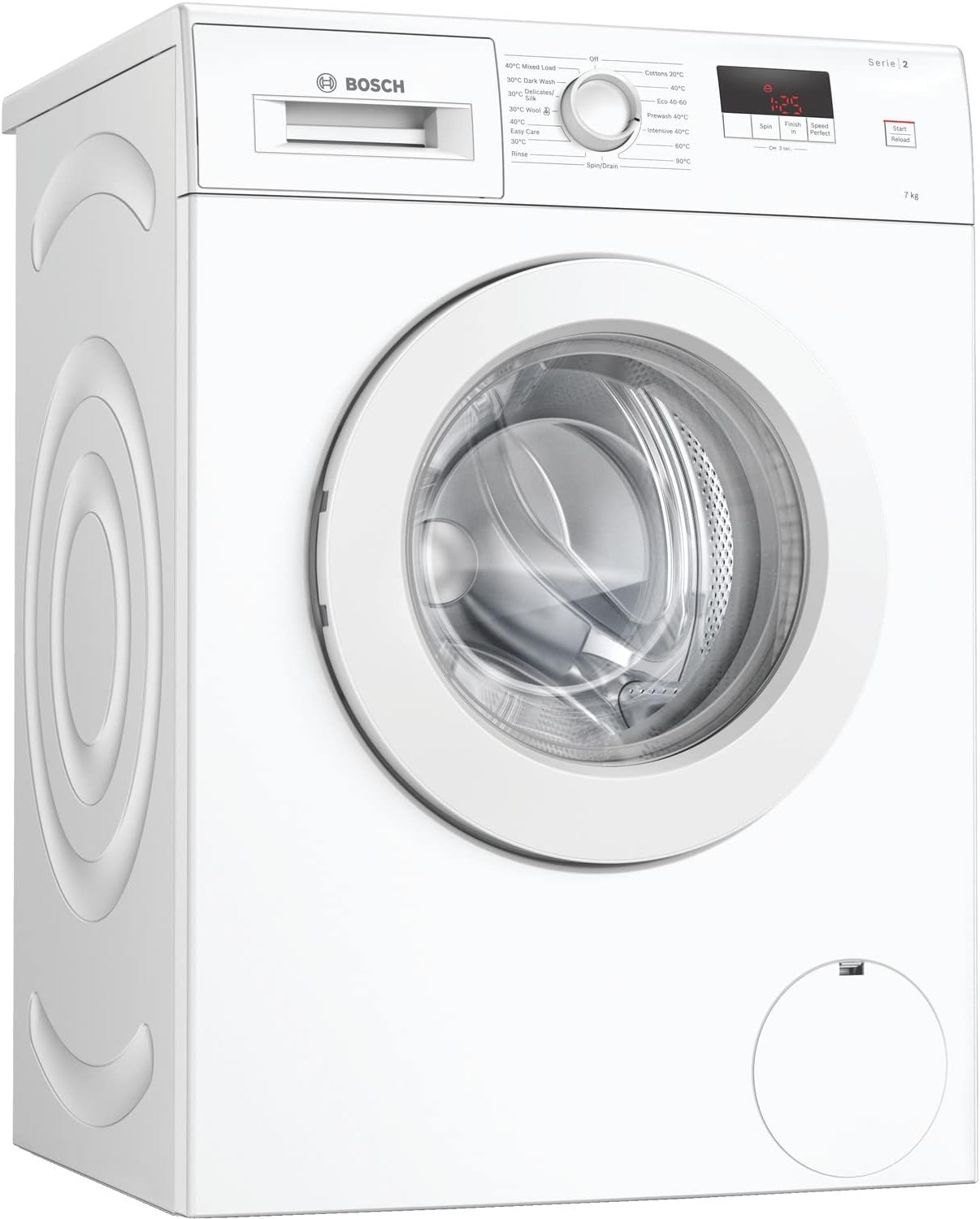 Bosch WAJ28008GB Washing Machine, 7kg Capacity, SpeedPerfect, 1400rpm spin, White, Serie 2, Freestanding.