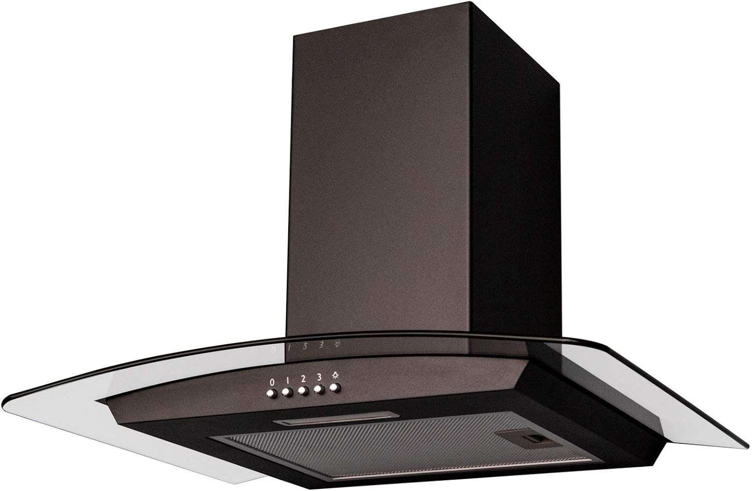 SIA CGH70BL 70cm Curved Glass Black LED Chimney Cooker Hood Extractor Fan.