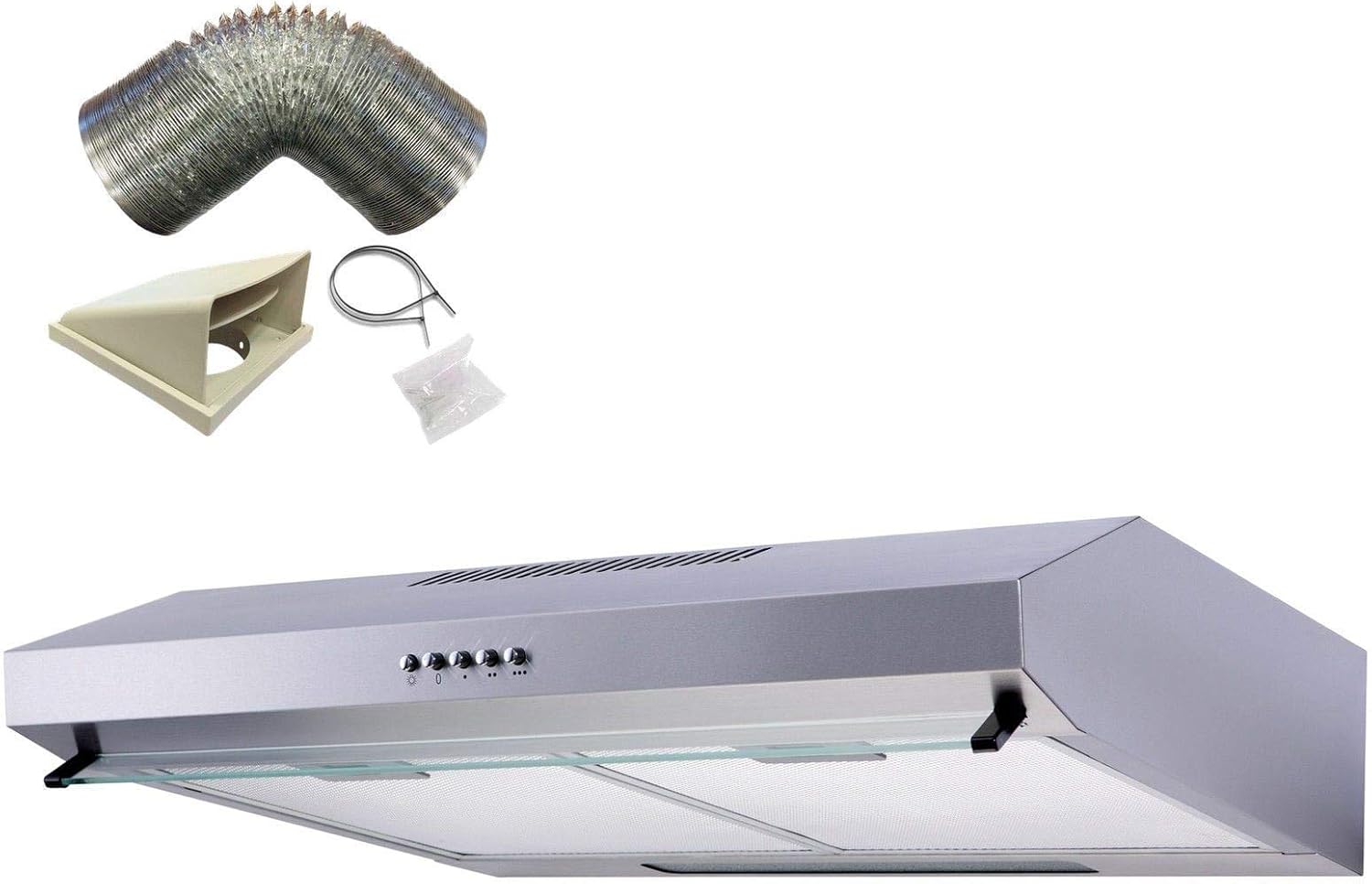 SIA VSR60SS 60cm Stainless Steel Visor Cooker Hood Extractor Fan And 1m Ducting.