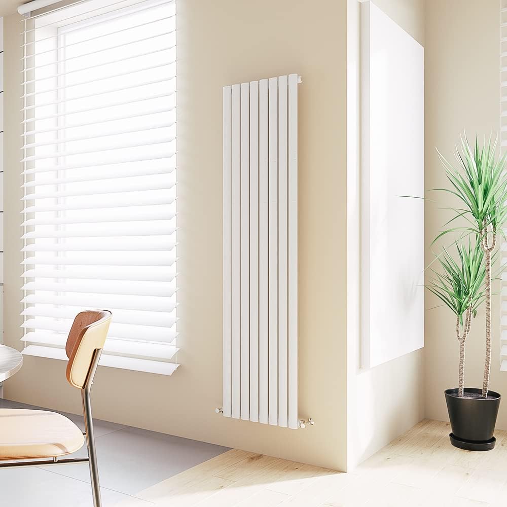 Vertical Radiator Oval Column Designer Central Heating Tall Rad 1600x354mm Single White.