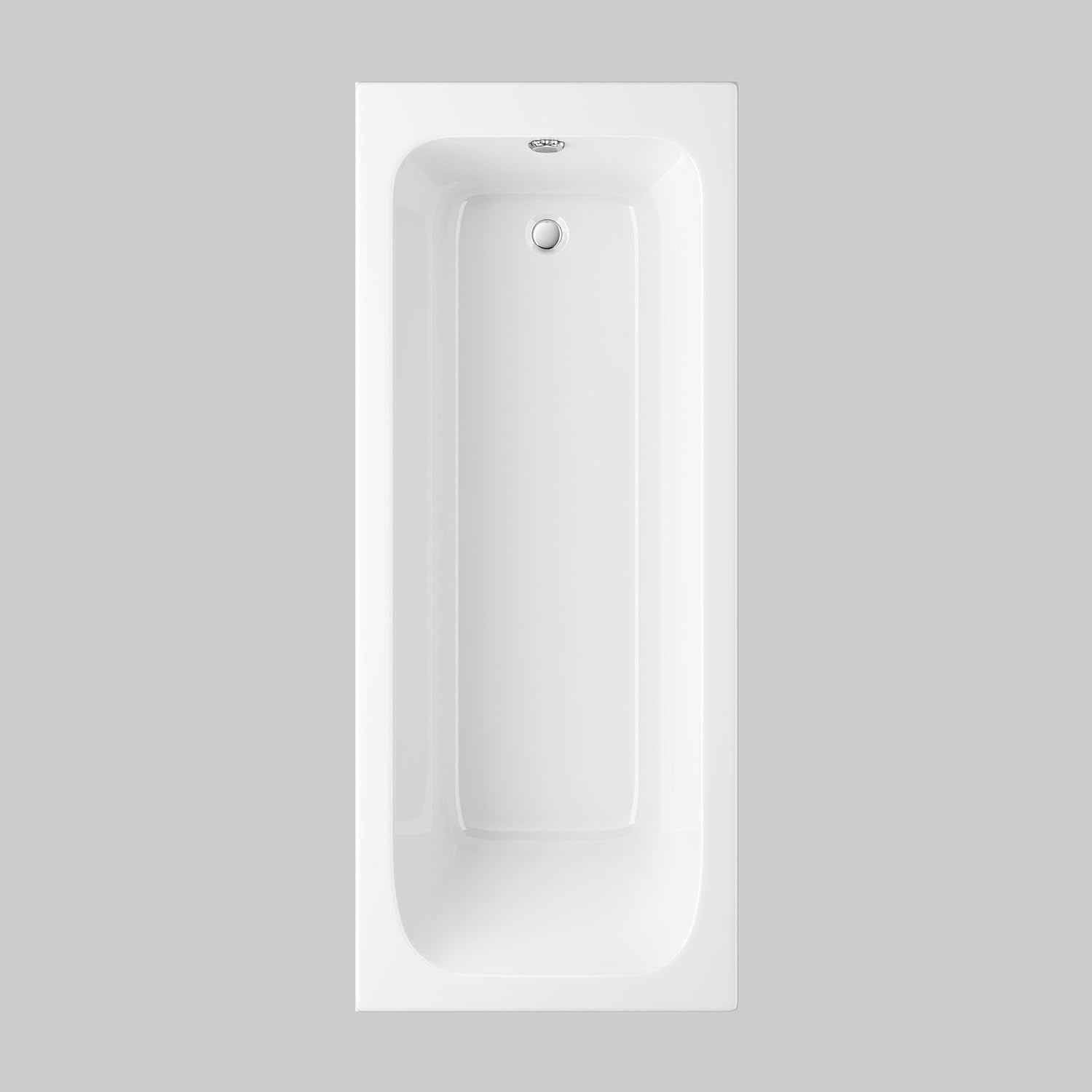 IBathUK Bathroom White Gloss Bath Single Ended Straight Square Acrylic Bathtub with Adjustable Feet - 1700 x 700mm.