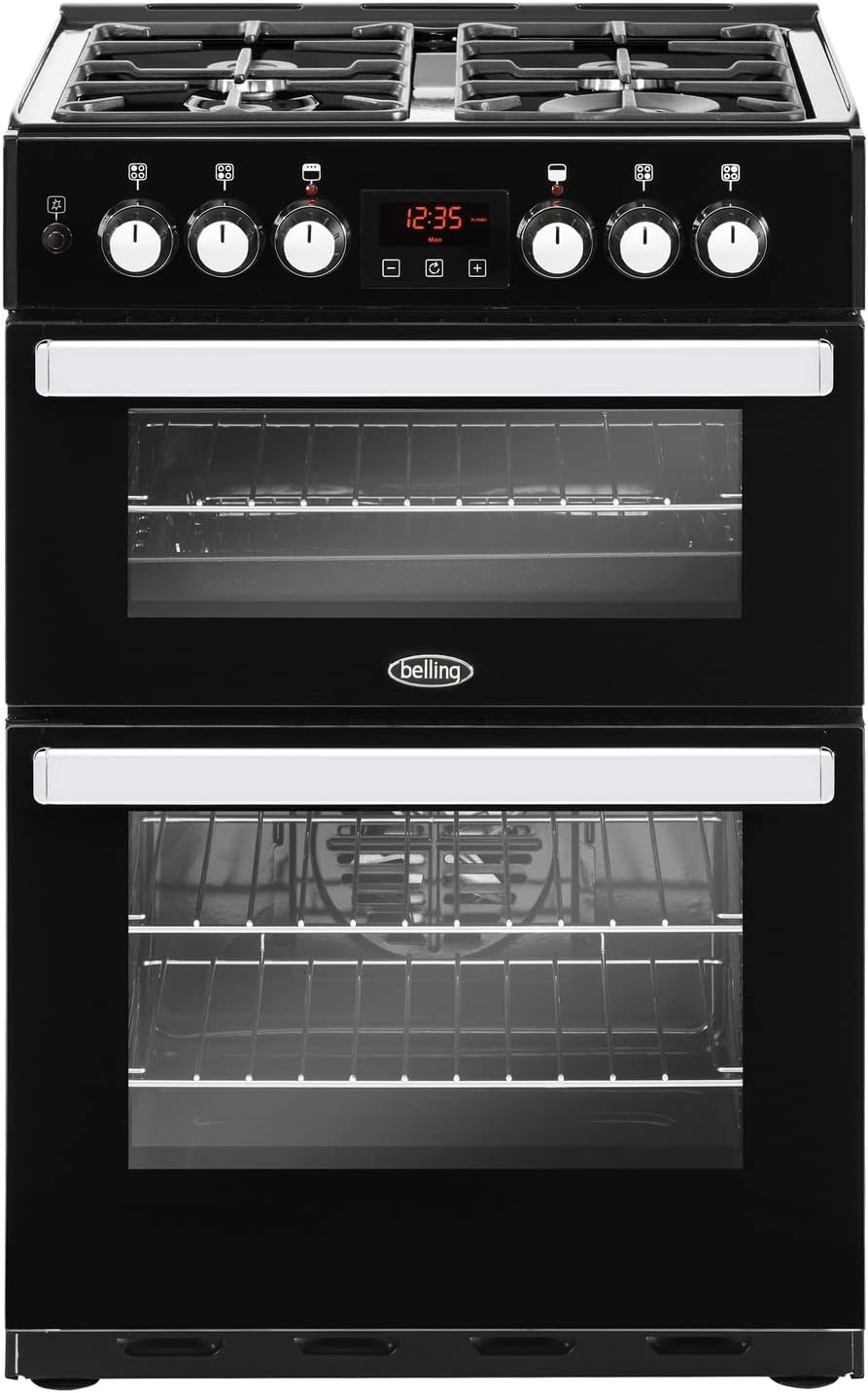 Belling Cookcentre 60DF 60cm Double Oven Dual Fuel Cooker - Black.