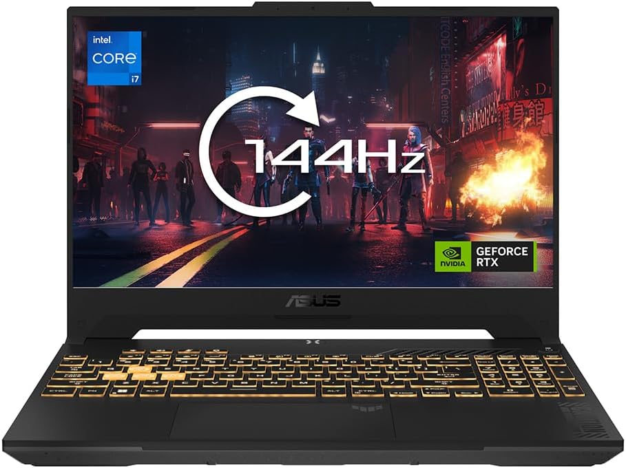 ASUS TUF Gaming F15 FX507ZU4 15.6" Full HD 144Hz Gaming Laptop (Intel i7-12700H 14-Cores, NVIDIA GeForce RTX 4050 6GB Graphics (140W TGP), 16GB RAM, 512GB SSD, Windows 11).