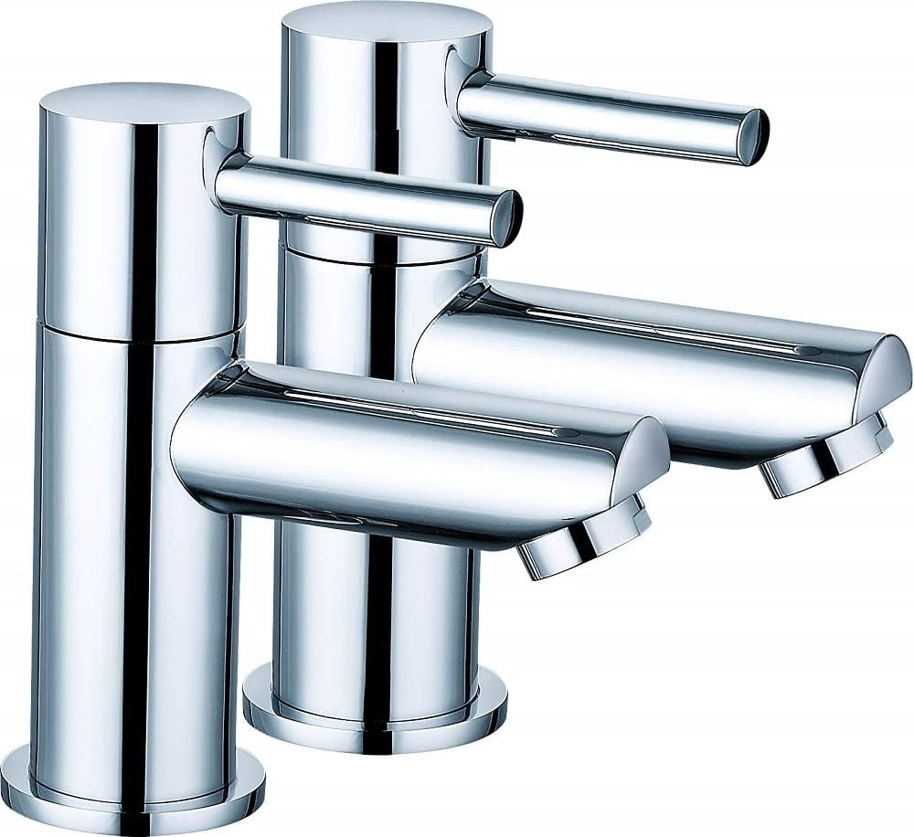 VeeBath Traditional Jasper Basin Taps Hot and Cold Water Pair Lever Mixer Taps Bathroom Kitchen Sink Taps- Chrome.