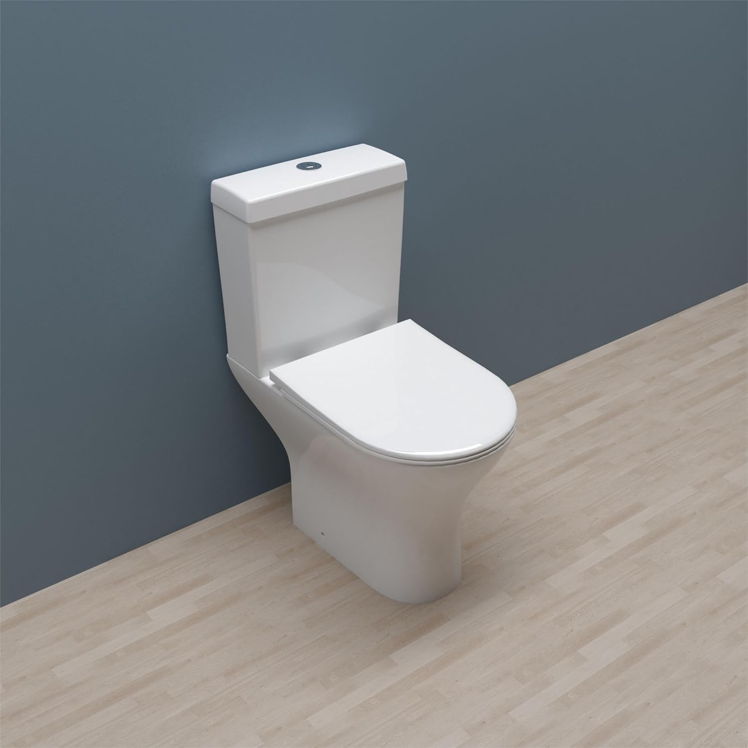 Bathroom Close Coupled Toilet Slim Soft Close Seat WC Pan Cistern.