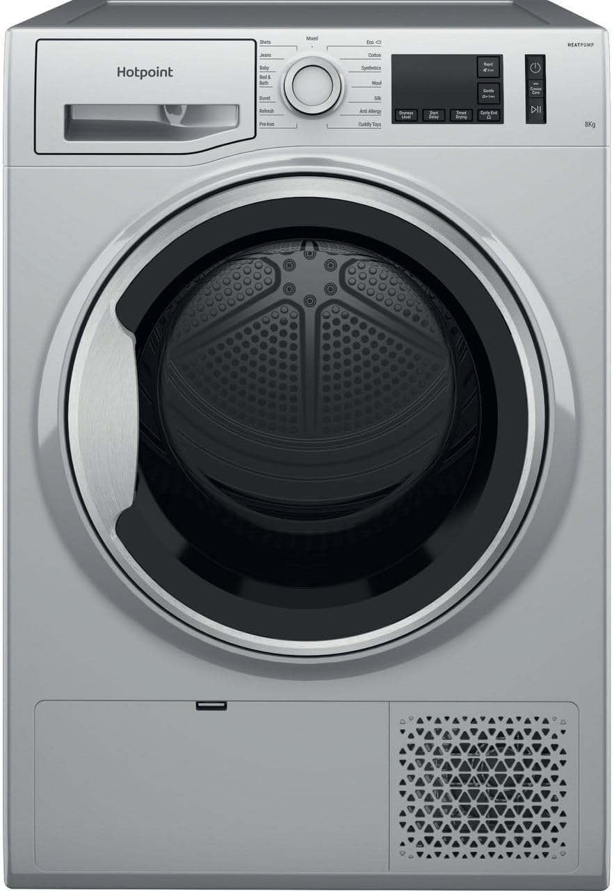 Hotpoint Crease Care 8kg Freetstanding Heat Pump Tumble Dryer - Silver.