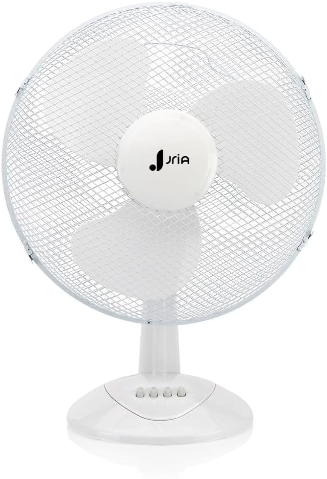 12" Inch Portable Desk Fan Lightweight 90°Oscillation 3 Speed Control 40 Watt Quiet Operation Wide-Angled Airflow Adjustable Tilt Head Table Fan Ideal for Bedroom and Office (12'' Desk Fan, White).